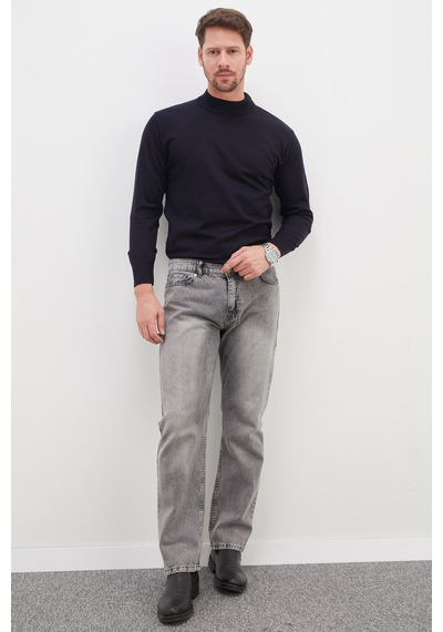 Fullamoda Basic Dik Yaka Regular Fit Triko Kazak Lacivert