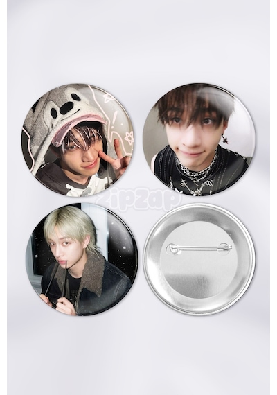 Bang Chan Stray Kids Kpop Çanta Süsü Rozet İğneli Buton Rozet Seti 3 Adet Üçlü
