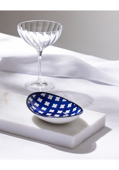 Reve Bleu Raye Oval Tabak - 15 Cm - Mavi/beyaz 8684427225813 Çok Renkli