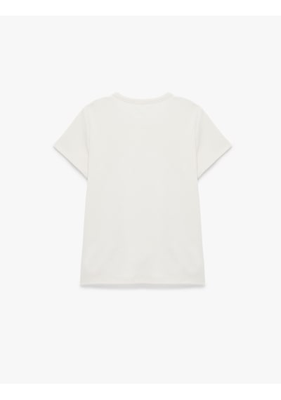 Koton Pamuklu Slim Fit Bisiklet Yaka Kısa Kollu Tişört Ekru 6sak50471ek