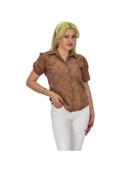 Kadın Brodeli Kısa Kol Bluz Bgl-st0371 001