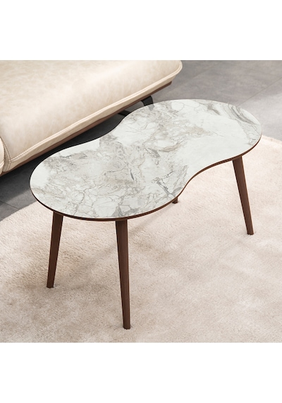 Vovvahome Moon Mdf Ahşap Orta Sehpa - Beyaz Mermer