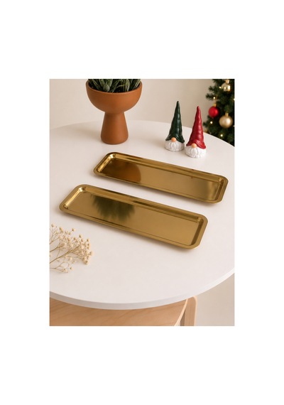2'li Gold Renk Paslanmaz Çelik Dikdörtgen Sunum Ve Servis Tabağı Seti 33x13 Cm Kahvaltılık Pasta Meze İkram Tabağı Altın - 904089393 Altın 2'li Gold Renk Paslanmaz Çelik Dikdörtgen Sunum Ve Servis Tabağı Seti 33x13 Cm Kahvaltılık Pasta Meze İkram Tabağı Altın - 904089393 Altın