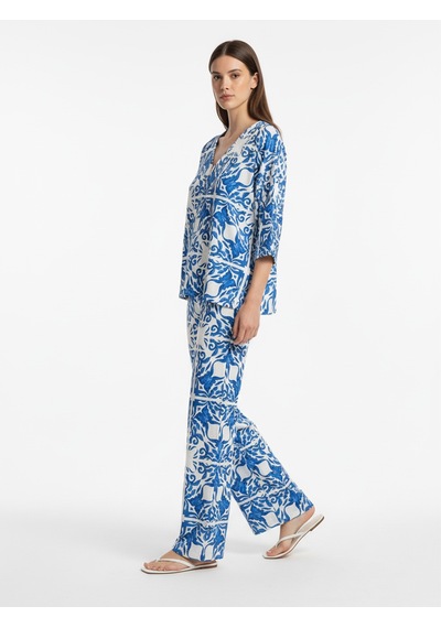 Xint Mavi Doğal Dökümlü Oversize Bluz 751188