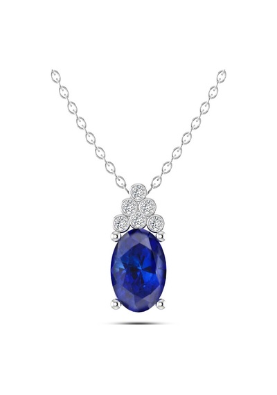 Pırlantalı Oval Safir Kolye