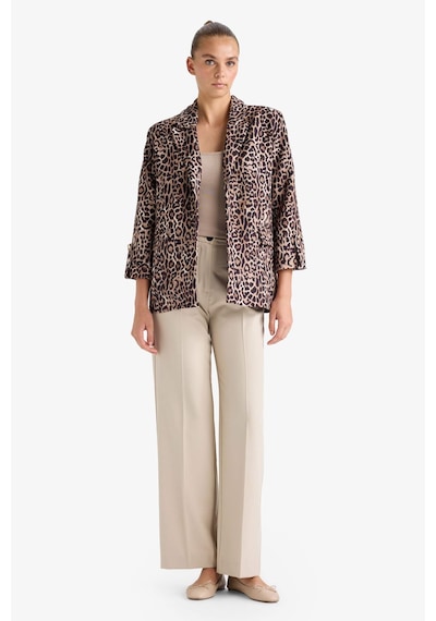 Defacto Loose Fit Ceket Yaka Leopar Desenli Blazer Ceket E1483ax25aubn225 Kahve