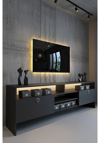 Resital Ledli Tv Sehpası - Led Işıklı - Silver Antrasit - Sl9032-