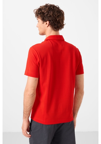 Tommylife Tommy Life Kırmızı Basic Logolu Standart Kalıp Triko Polo Yaka Erkek T-shirt - 87748 Kirmizi