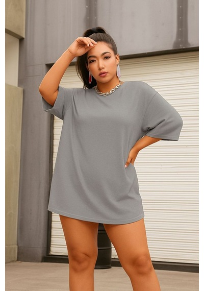 Benroma Düz Oversize Unisex Tişört Ycb2 Gri