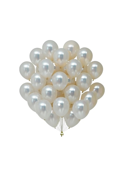 20 Adet 12 İnç 30 Cm Metalik Beyaz Balon Doğum Günü Süsleme BEYAZ