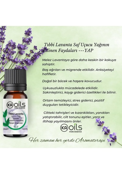 Kaoils Lavanta Uçucu Yağı 10 Ml Lavandula Angustifolia Essential Oil Uyku Ve Desteği Yatıştırıcı Aromaterapi Ve Difüzör Yağı Tekli