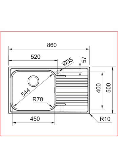 Franke Srx 611-86 Lb Sağ Damlalıklı Eviye Çelik