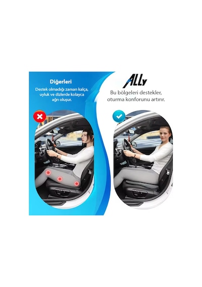 Ally 4 Boyutlu Hafızalı Ortopedik Nefes Alabilir Çıkarılabilir Ergonomik Ev Ve Araç İçin Oturma Minderi