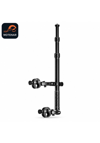 Motenar Motosiklet Stick Kamera Aparatı Çift Kelepçeli Siyah
