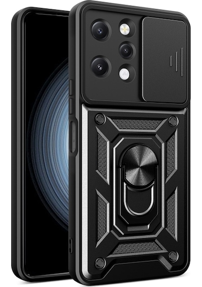Nihcase Xiaomi Redmi 12 4g Kılıf Magnetik Standlı Kamera Korumalı Slide Sürgülü Cover Kapak
