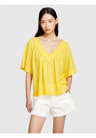 Sisley %100 Pamuk Pileli V Yaka Bluz Kadın 38r Bluz - 324p5ho1lq06q