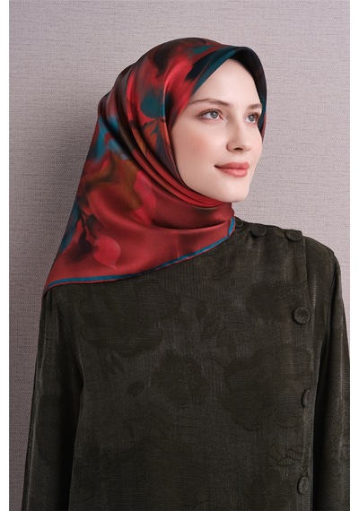 Armine Sura İpek Eşarp 2026-2027 - Sonbahar Kış-asm9603 Bordo-mavi