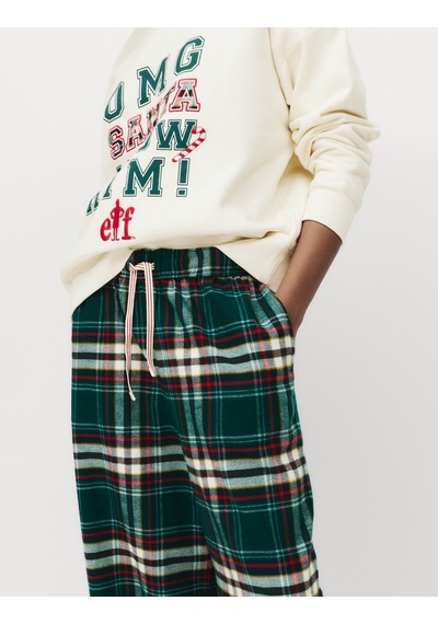 Marks & Spencer Pamuk Karışımlı Elf Sloganlı Pijama Takımı T37002227J Krem Mix