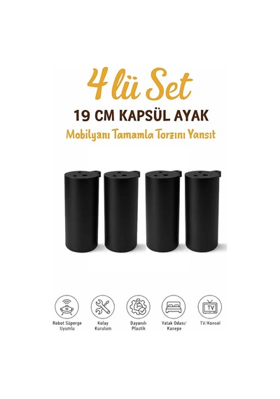 Kapsül Bohem 19 Cm Mobilya Kanepe Sehpa Tv Ünitesi Koltuk Ve Konsol Ayağı Mobilya