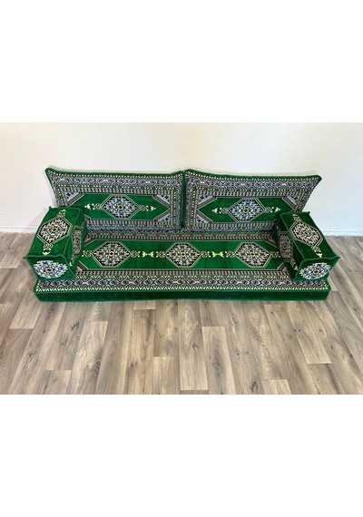 Coton Şark Köşesi Saraylı Desen Minder Takımı Yeşil