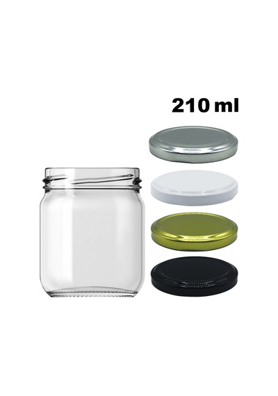 Afracam 210 Ml Metal Kapaklı Şeffaf Cam Kavanoz Siyah