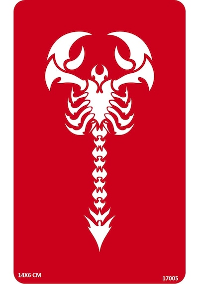 Airbrush Tattoo Uzun Akrep Yapışkanlı Stencil Süsleme Ve Boyama Kalıbı