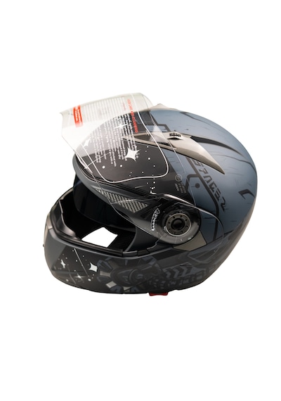Helmets JK20 - 902 Çene Açılır Güneş Vizörlü Motosiklet Kaskı Siyah Gri Mavi
