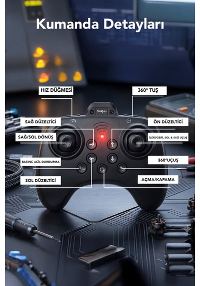 Led Işıklı El Hareketi Kontrollü Mini Drone 360 Uçuş, Tek Tuş Kalkış, Uzaktan Kumandalı