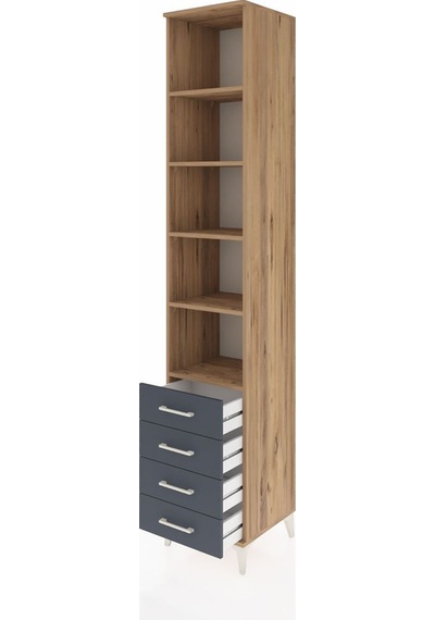 Hyperion Dolap 5 Raflı 4 Çekmeceli 44x44x243 Çam-antrasit Çam Hyperion Dolap 5 Raflı 4 Çekmeceli 44x44x243 Çam-antrasit Çam