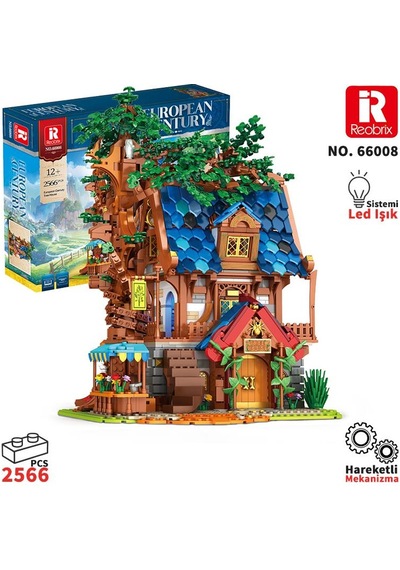 Reobrix 66008 Ağaç Evi Yaratıcı Yapı Blok Seti Building Blocks Tree House - 2566 Parça