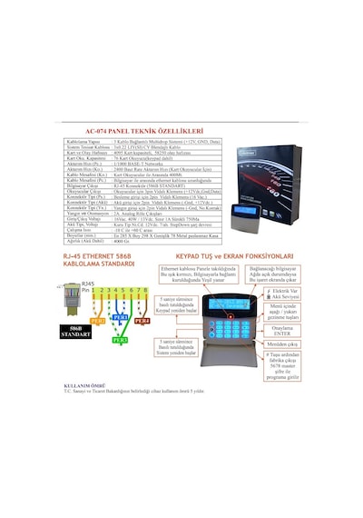 Electrosec Ac-074eı Kartlı Geçiş Arabirim + Yazılım