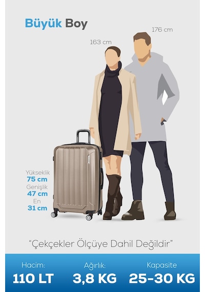 Polo&Sky Spring Model Gold Renk Büyük Boy Valiz Bavul Gold