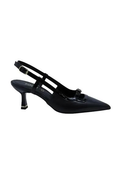 Poletto Hakiki Deri Sıyah Ayakkabı Stiletto 9841 110-1182 Siyah