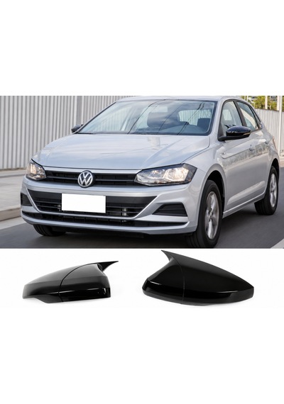 Volkswagen Polo 2019+ Yarasa Ayna Kapağı Parlak Siyah Sportif Yan Ayna Kaplaması