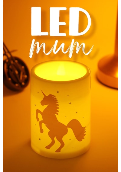 2li Led Mum Unicorn Bardak Tipi Pilli Dumansız Alevli Dekoratif Yapay Mum Dekor Lambası