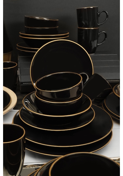 Keramika Ege Siyah Gold Yemek Takımı 30 Parça 6 Kişilik