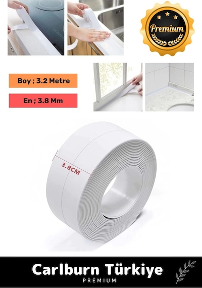 Premium Lavabo Küvet Pvc Su Geçirmez Sızdırmaz Dayanıklı Yağ Kenar Küf Önleyici 3.2m İzolasyon Bant