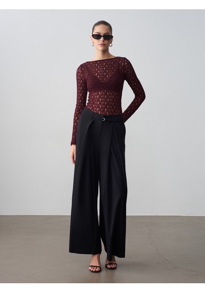 Dilvin 72665 İnce Kemerli Pantolon-siyah