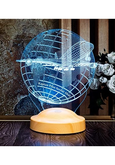 Hediyesi Isimli Hostes Hediyesi 3 Boyutlu Yolcu Uçağı Hava Yolları Çalışanlarına 3d Uçak Led Lamba Çok Renkli