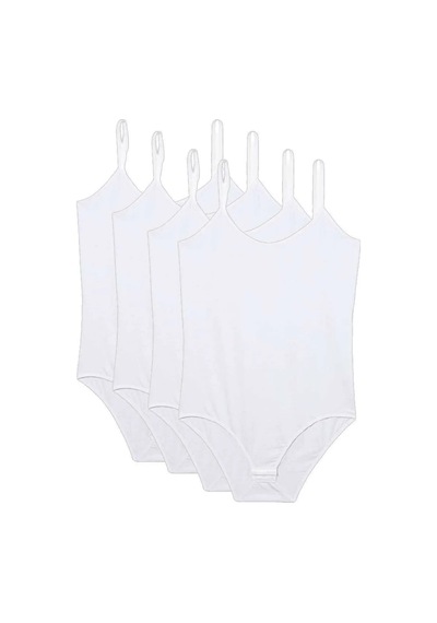 Jenerik 4 Adet İp Askılı Kadın Çıtçıtlı Body Beyaz