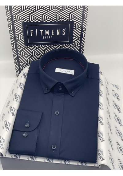 Slim Fit Uzun Kol Yıkamalı Gabardin Hediye Kutulu Erkek Gömlek Fs-001364 - Lacivert-1440