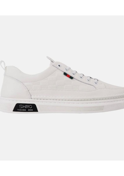 Erkek Rahat Taban Lastik Bağcıklı Sneaker Gerçek Deri Mc 19039 Beyaz Bej