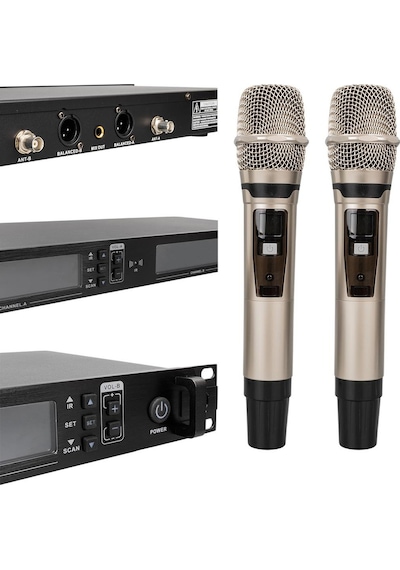 Magıcvoıce Mv-21633 2 El Tipi Mikrofonlu 100+100 Kanal Antenli Uhf-pll Kablosuz Telsiz Mikrofon