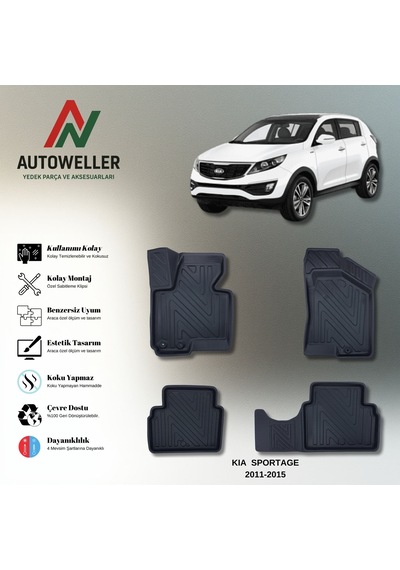 Kia Sportage 2011-2015 Uyumlu Havuzlu Oto Paspas