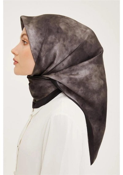 Armine Nostalji Serisi Twill İpek Eşarp 8933-54nt Siyah-Gri