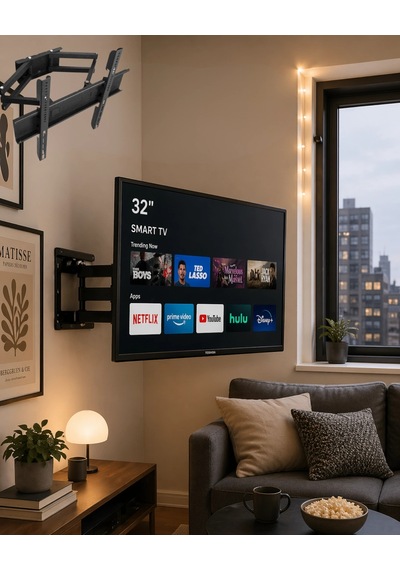 Hubrendy Tekno Hareketli Tv Duvar Askısı 32 55 İnç Döner Eğimli Televizyon Aparatı