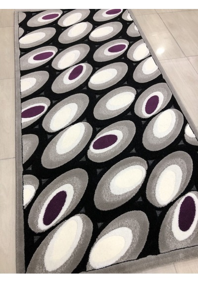 Kaşmir Halı Jade 97X200 Je-004-02 Gri Siyah Mor Yolluk 2 Metre !
