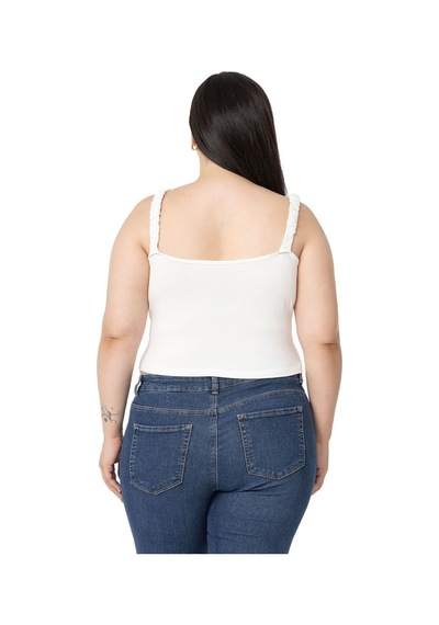 Disentis Büyük Beden Askıları Büzgülü Drapeli Crop Ekru Body-ekru Ekru