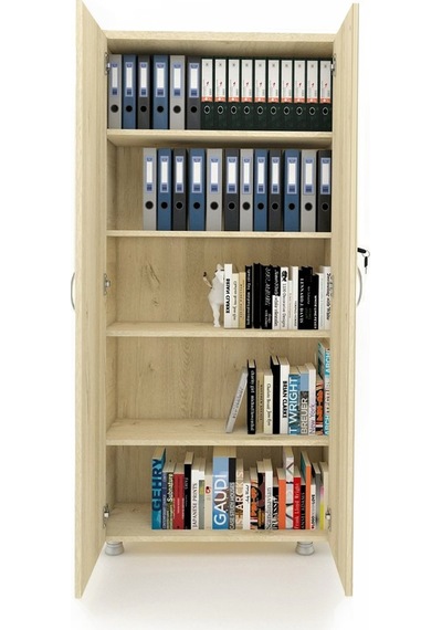 Modüler Dünyası Tam Kapak Kitaplık Dosya Dolabı Meşe - 80X38X188 Meşe