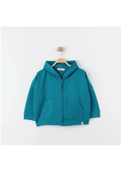 Tiffany Tekstil Tiffany Hırka Kapüşonlu Oversize Theme Turkuaz-10865 Turkuaz